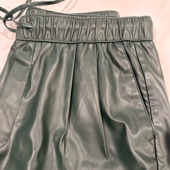 Zara Women's Dark Green Faux Leather Pants - Picture 4 of 6